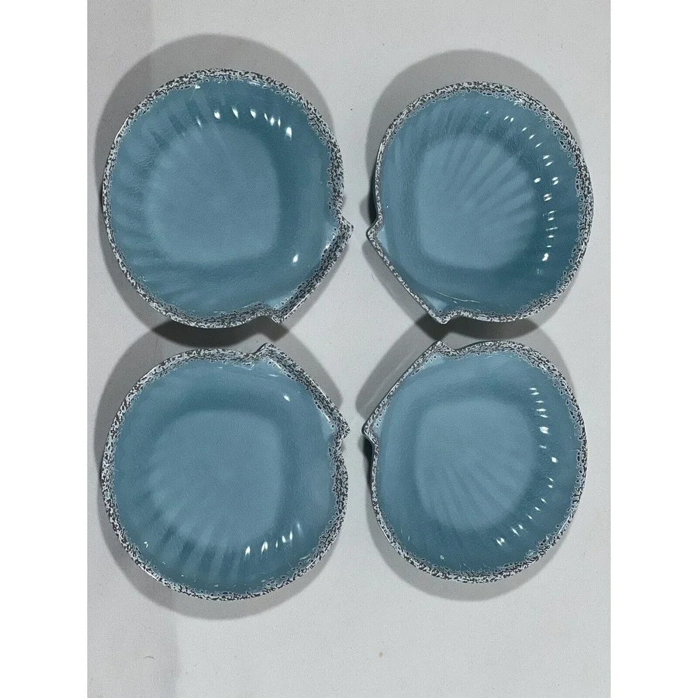 Tag Living Acrylic Seashell Plates Set 4 Coastal Beach Dessert Appetizer Decor